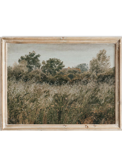 Rustic Vintage European Country Flower Grass Field Oil Painting Wall Art Print, Neutral Landscape Poster, Antique Moody Farmhouse Decor, Field of Oats near Vejby, PC Skovgaard