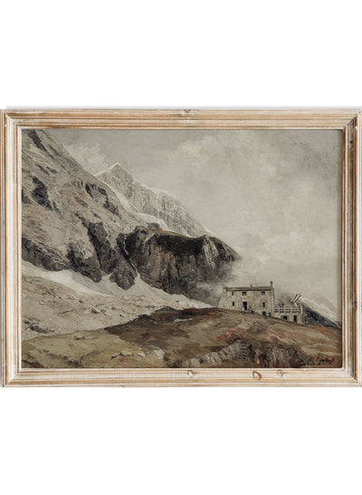 European Vintage Art Print, Rustic Vintage Oil Painting, Neutral Toned Earthy Mountain Landscape Poster, Marie Egner, Famous Painting