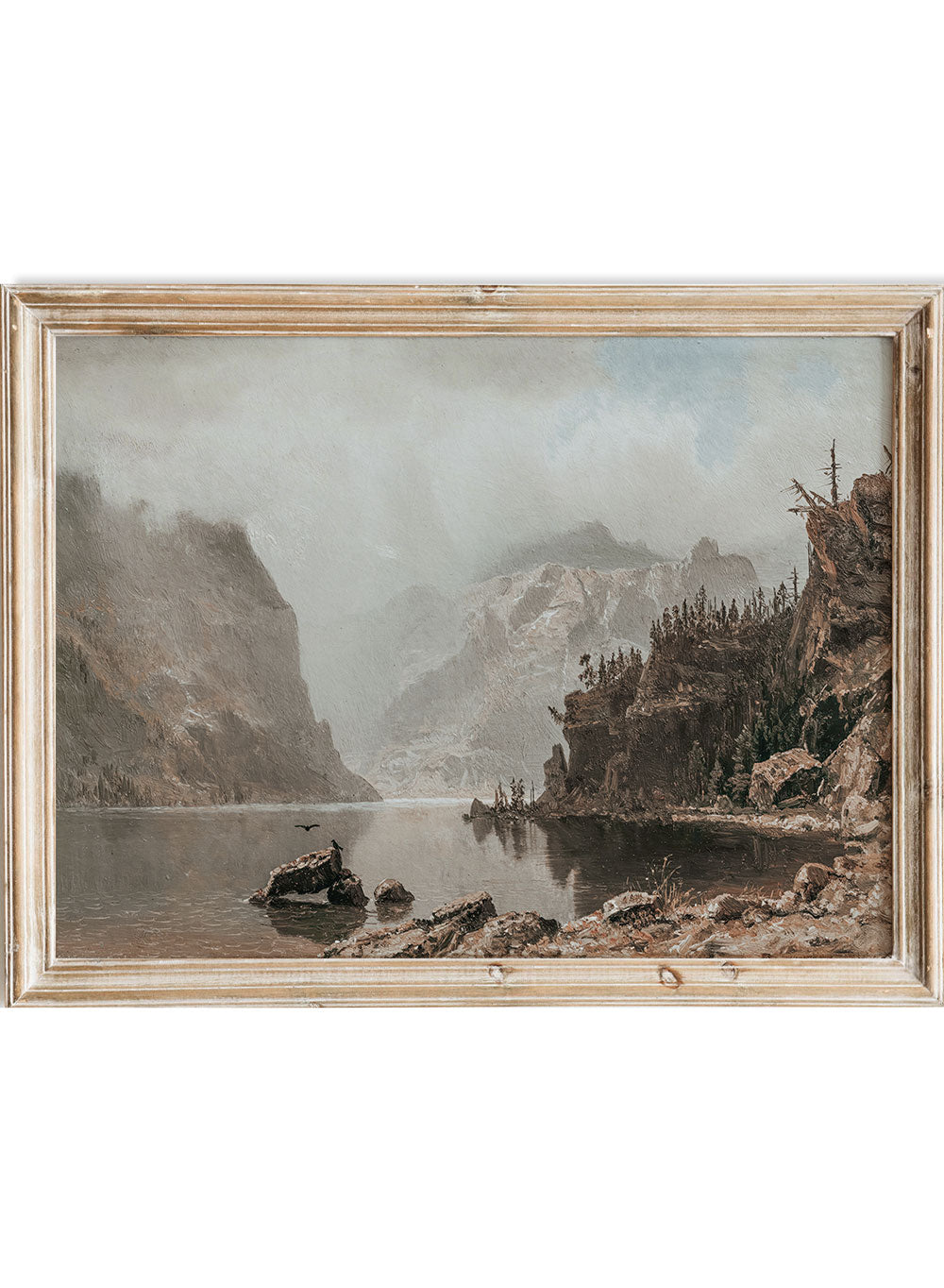 Antique discount Picture With Mountains And A Lake