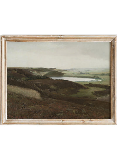 Rustic Vintage European Country Lake Field Oil Painting Wall Art Print, Neutral Autumn River Landscape Poster, Antique Moody Farmhouse, A Landscape near Bryrup, Jutland, Laurits Andersen Ring