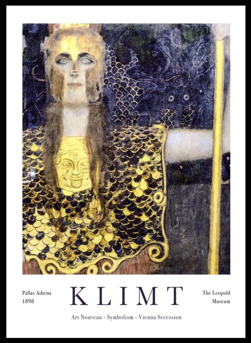 Reproduction Tableau Gustav Klimt Pallade Atena Sur Toile Encadrée - Décoration Murale Sur Mesure - Fait Main En Italie