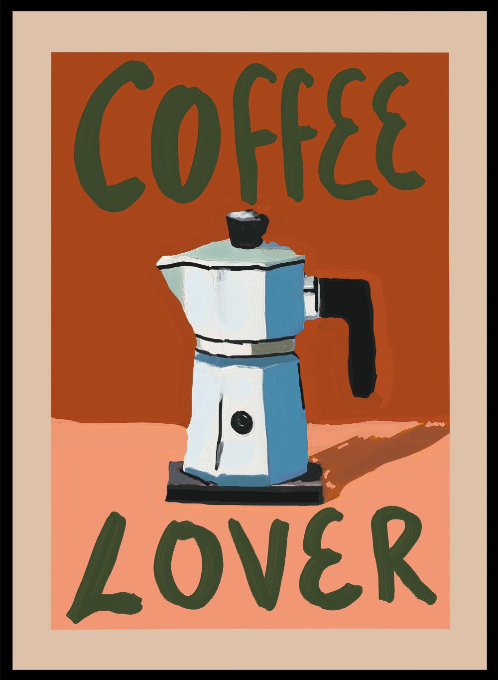 Coffee Lover' Aesthetic Art Print | Hand Painted Moka Pot Kitchen