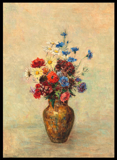 European Vintage Colorful Flowers in Vase Art Print, Still Life Oil Painting, Colorful Vintage Poster, Odilon Redon, Flowers in a Vase