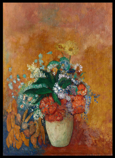 European Vintage Colorful Flowers in Vase Art Print, Still Life Oil Painting, Colorful Vintage Poster, Odilon Redon, Vase of Flowers