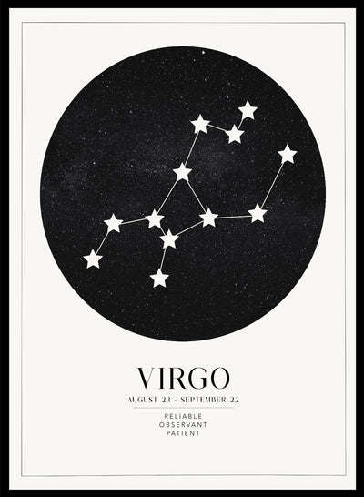 Sugar & Canvas 5x7 inches/13x18cm / Light Virgo Zodiac Art Print (Light/Dark)