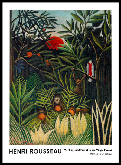 Sugar & Canvas 8x10 inches/20x25cm Henri Rousseau Monkeys and Parrot in the Virgin Forest Art Print