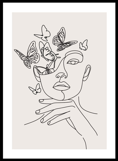Sugar & Canvas 8x10 inches/20x25cm Head of Butterflies Line Art Print