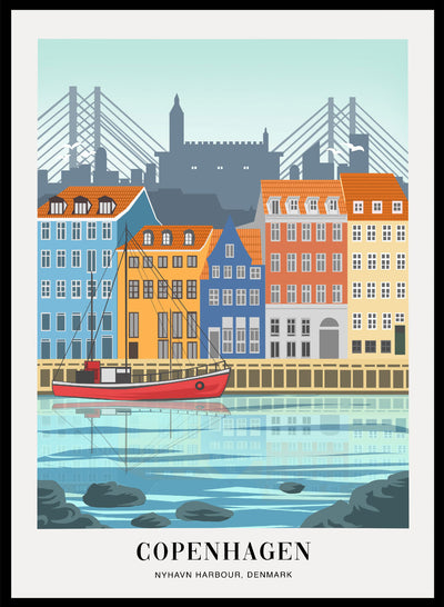 Sugar & Canvas 8x10 inches/20x25cm Nyhavn Harbour Copenhagen Art Print