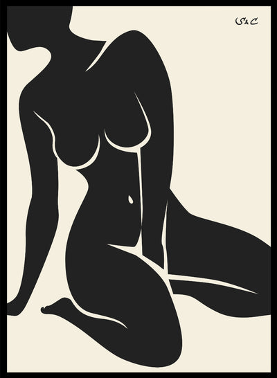 Sugar & Canvas 5x7 inches/13x18cm / Black Abstract Figure Art Print #WP10