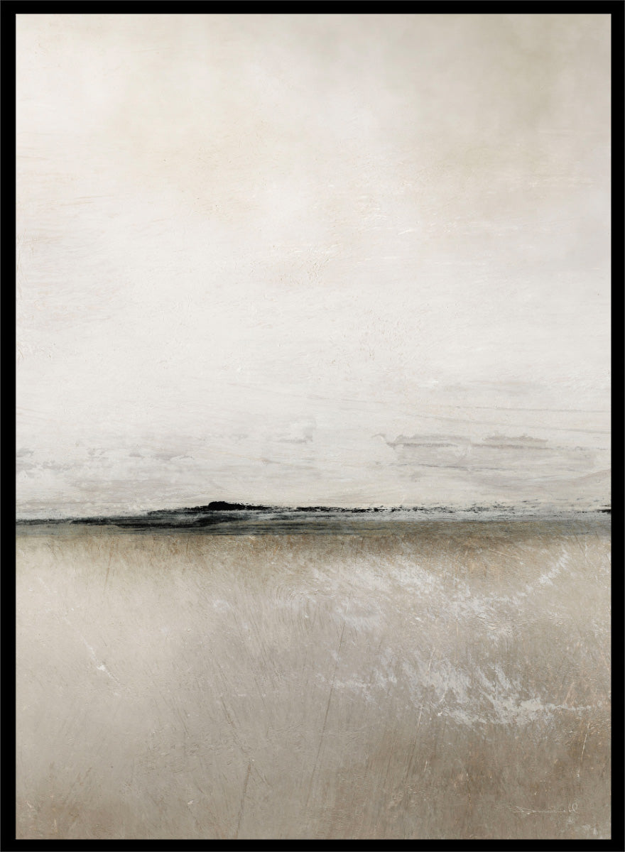 Shop Sunlight Bay by Dan Hobday, a set of 2 minimalist landscape wall art prints posters featuring a soft horizon, open water, and warm brown and cream tones.