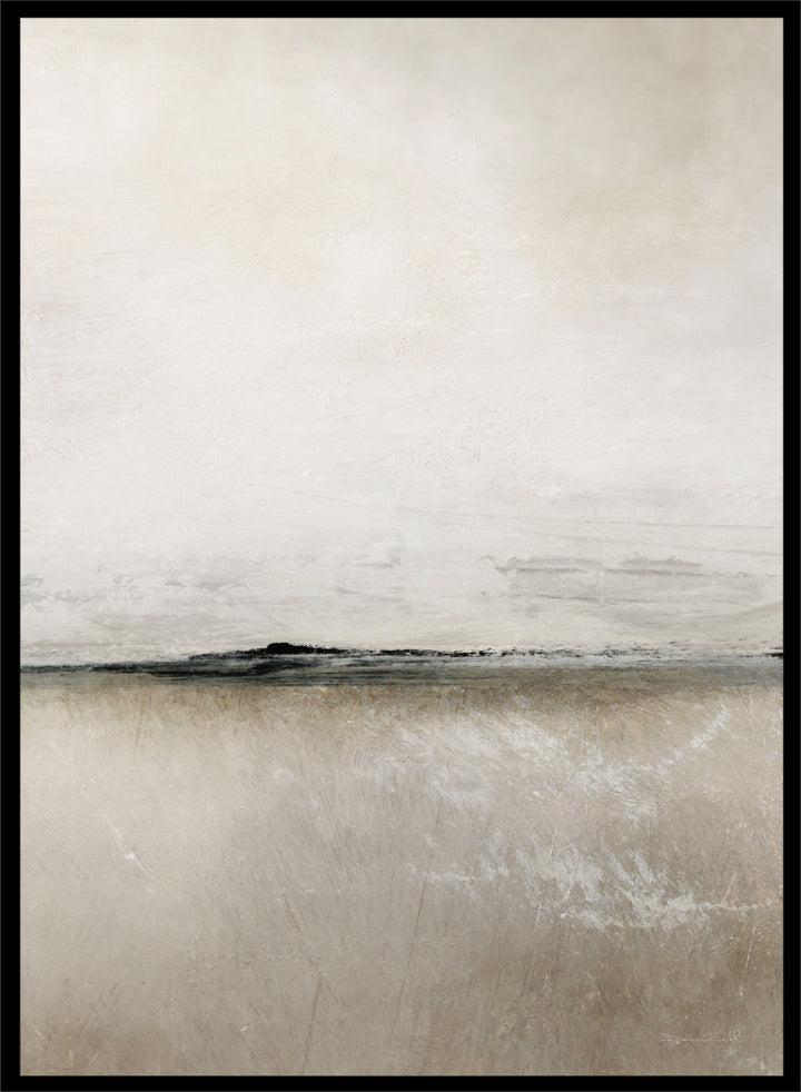 Shop Sunlight Bay by Dan Hobday, a set of 2 minimalist landscape wall art prints posters featuring a soft horizon, open water, and warm brown and cream tones.