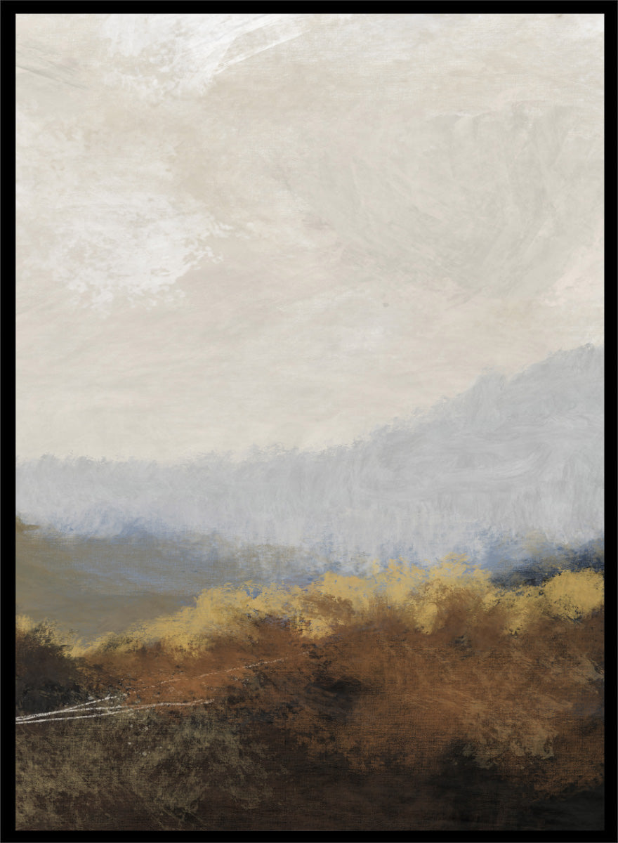 Shop La Collina by Dan Hobday, a set of 2 landscape wall art prints posters featuring rolling hills, winding paths, and warm earthy countryside tones.