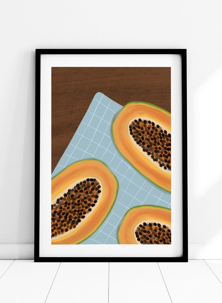 'Still Life with Papaya' Aesthetic Art Print_Sugar & Canvas