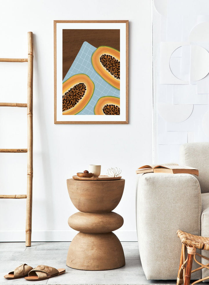 'Still Life with Papaya' Aesthetic Art Print_Sugar & Canvas