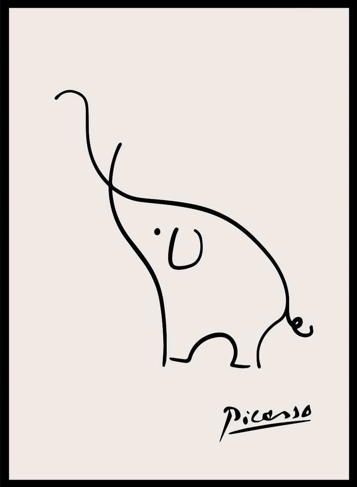 Pablo Picasso Elephant Sketch Line Art Print_Sugar & Canvas