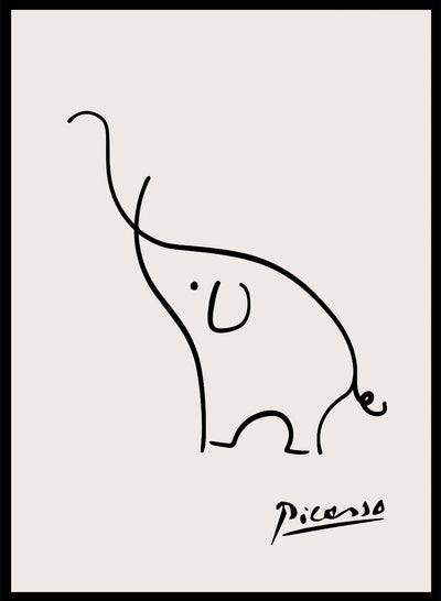 Pablo Picasso Elephant Sketch Line Drawing Art Print | Esquisse l'éléphant, Museum Exhibition Vintage Poster, Animal Serigraph Art