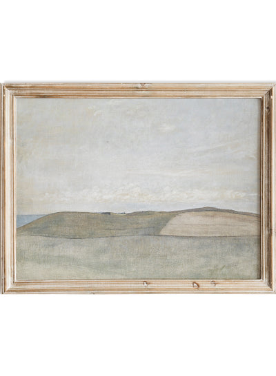 Vintage Soft Coastal Landscape Wall Art Print, Antique Nordic Hillside Painting, Minimalist Neutral Field Poster, Rustic Nature Decor, Vilhelm Hammershøi - From Refsnæs