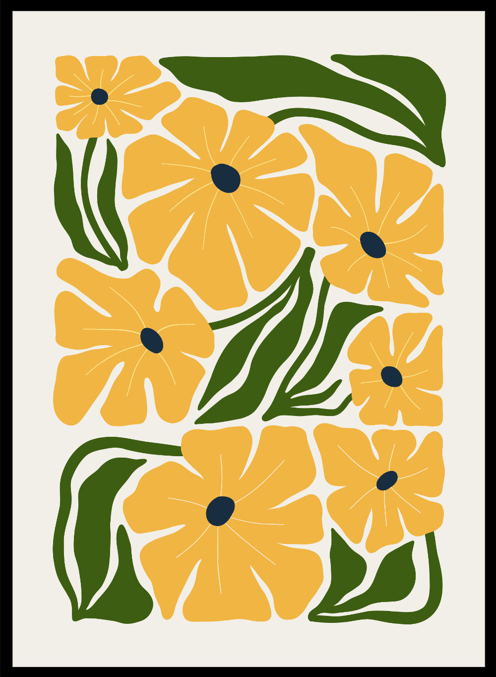 Flower Market Colorful Abstract Botanical Flowers Art Print | Yellow Green Flowers Poster, Matisse Style Floral Wall Art, Boho Nursery Print