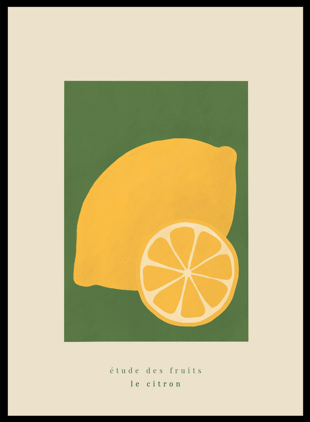 Lemons Citrus Aesthetic Kitchen Wall Art Print | Colorful Fruit Market, Minimalistic Dining Room Art, Green Hand Drawn Illustration