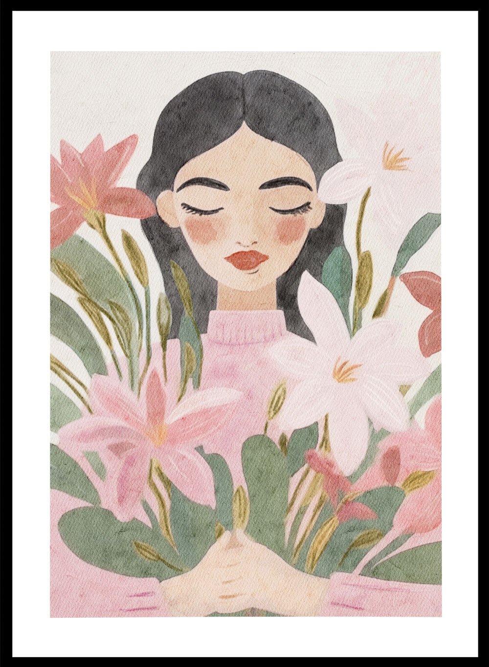'Girl with Lilies' Aesthetic Art Print_Sugar & Canvas