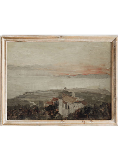 European Vintage Art Print, Rustic Vintage Oil Painting, Neutral Coastal Landscape Poster, Marie Egner, Torre del Greco Famous Painting