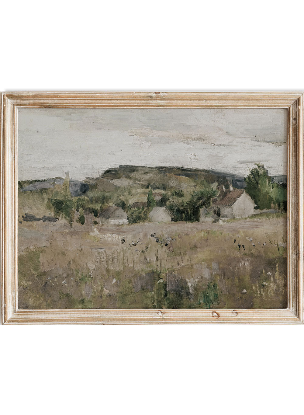 Rustic Vintage European Countryside Houses Oil Painting Wall Art Print, Warm Spring Landscape Poster, Antique Moody Farmhouse Decor, Harriet Backer - Landskap fra Bærum (1890