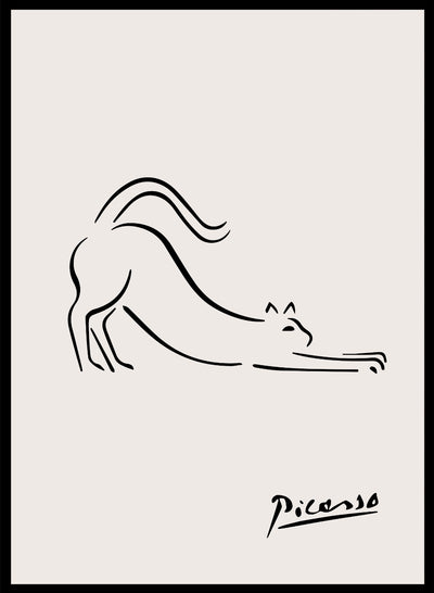 Pablo Picasso Feline Cat Sketch Line Drawing Wall Art Print