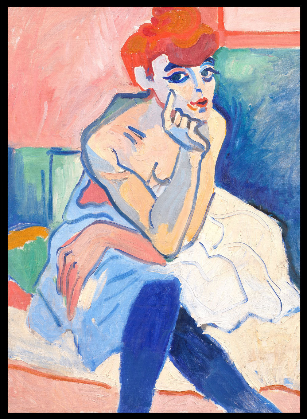 André Derain Woman in a Chemise 1906 Painting Art Print, Retro Andre Derain Vintage Museum Poster, Colorful Fauvism Portrait Wall Art