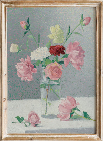 Vintage Rose Flower Bouquet Wall Art Print | Antique Floral Still Life Poster, Pink Botanical Vase Painting, Romantic Farmhouse Decor, Achille Laugé - Vase de roses (1909)