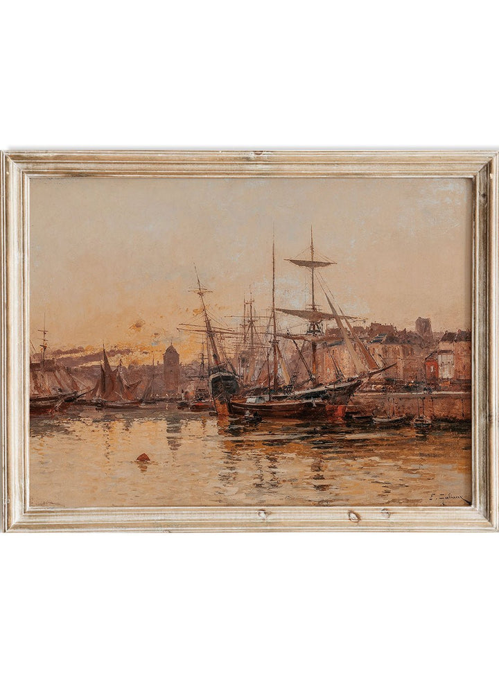 "Sailboats at the Dock in Normandy" Art Print_Sugar &amp; Canvas