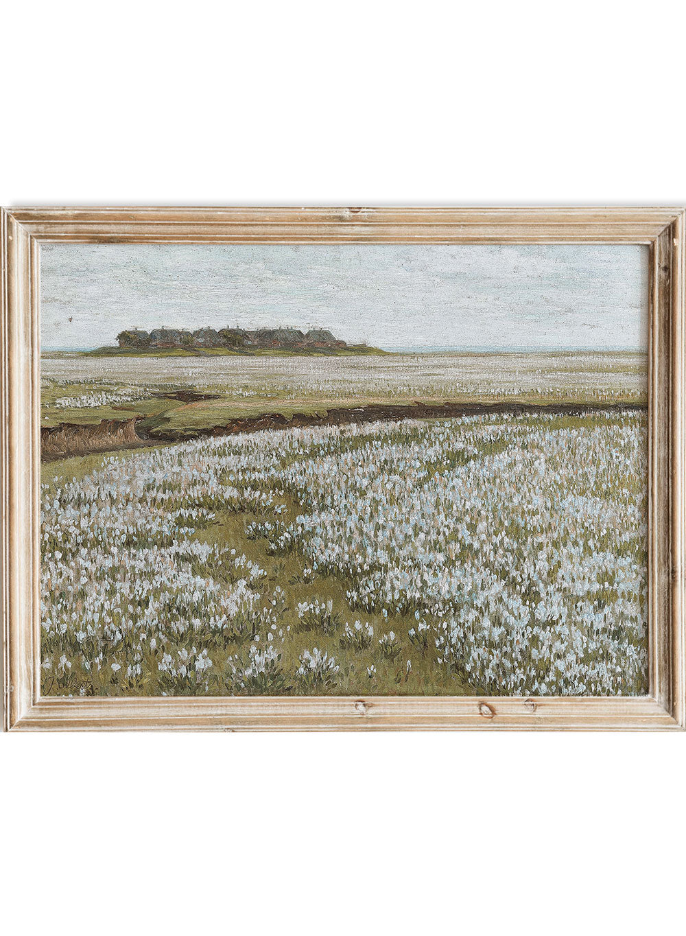 Rustic Vintage Flower Field Art Print, Vintage Oil Painting, Neutral Antique Landscape Poster, Jacob Alberts, A Vast Summer Landscape
