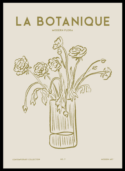 Flowers in Vase Wall Art Print | Hand Drawn Contemporary Botanical Illustration, Modern Aesthetic Floral Poster, Minimal Line Flowers