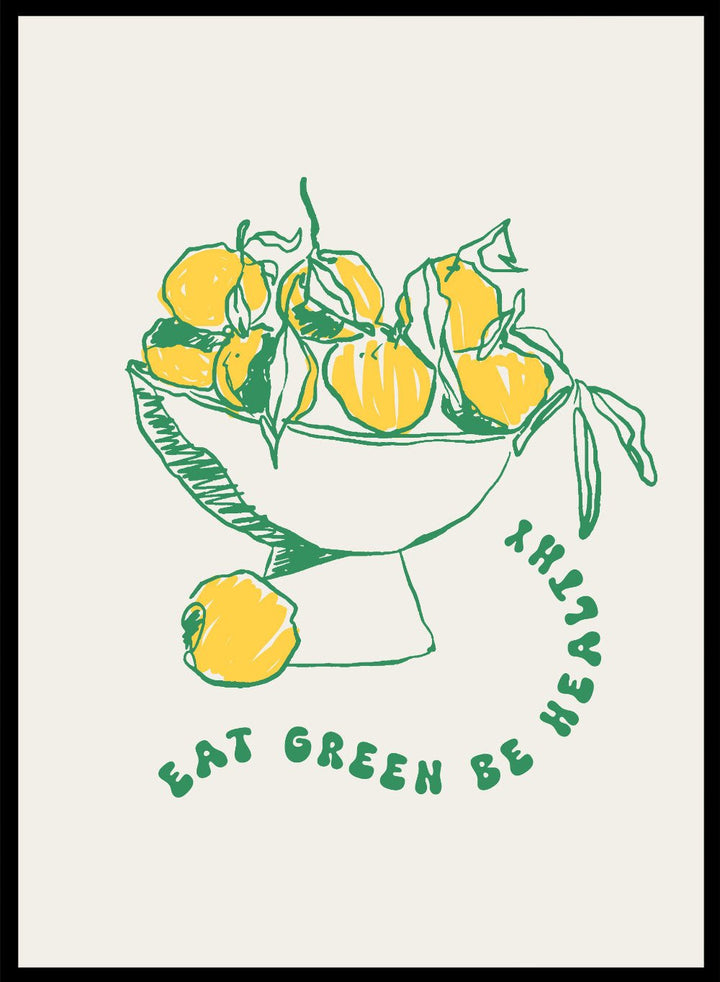 Eat Green Be Healthy Aesthetic Lemons Art Print_Sugar & Canvas
