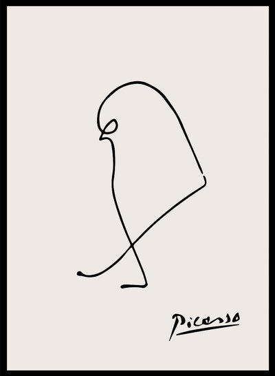 Pablo Picasso Sparrow Bird Sketch Line Drawing Art Print | Esquisse, Le Moineau, Museum Exhibition Vintage Poster, Animal Serigraph
