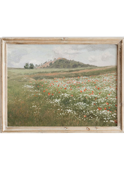 Poppy Field Green Landscape Wall Art Print | Vintage Floral Nature Poster, Rustic Wildflower Painting, Country Moody Farmhouse Decor, František Kaván - Fields with Wild Poppies