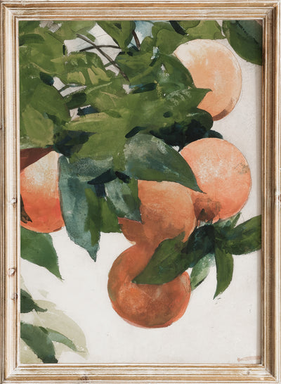 Vintage Orange Fruit Wall Art Print | Still Life Citrus Painting Poster, Botanical Kitchen Decor, Antique Rustic Food Moody Farmhouse, Winslow Homer - Oranges on a Branch