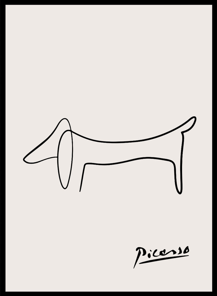 Pablo Picasso Dog Sketch Line Art Print_Sugar & Canvas