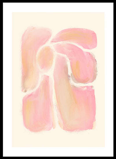 Pink Abstract Flower Wall Art Print | Hand Drawn Spring Summer Illustration, Contemporary Modern Aesthetic Minimalist Poster