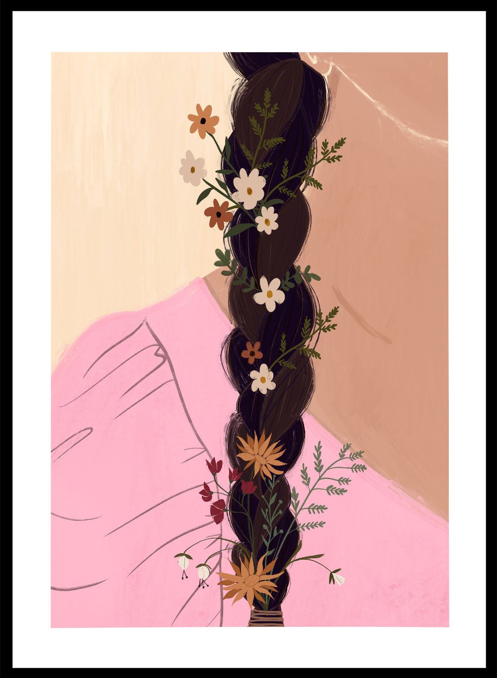 'Braided Wildflowers' Aesthetic Art Print_Sugar & Canvas