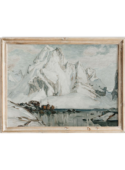 European Vintage Art Print, Rustic Vintage Oil Painting, Antique Winter Mountain Lake Landscape Poster, Anna Boberg, Famous Painting
