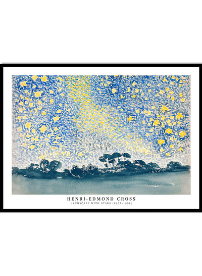 Henri Edmond Cross Art Print, Henri Edmond Cross Poster, Landscape with Stars Painting, Vintage Poster, Colorful Exhibition Poster