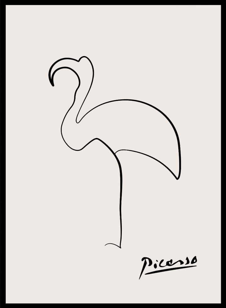 Pablo Picasso Flamingo Sketch Line Art Print_Sugar & Canvas