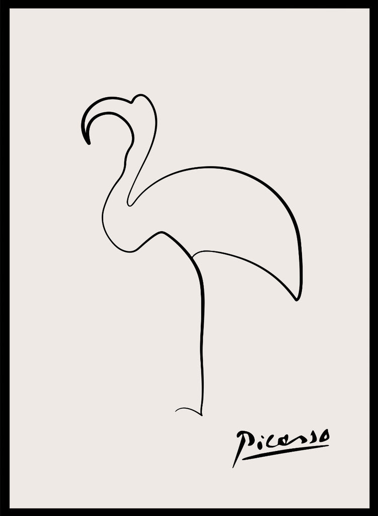 Pablo Picasso Flamingo Sketch Line Drawing Wall Art Print