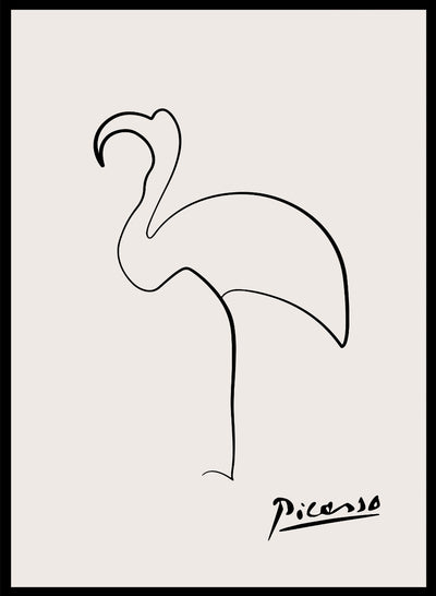 Pablo Picasso Flamingo Sketch Line Drawing Art Print | Esquisse Le Flamand, Museum Exhibition Vintage Poster, Animal Lithograph Art