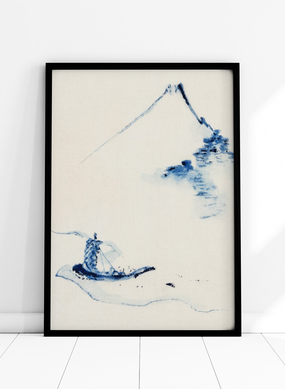 Katsushika Hokusai A Person in a Small Boat on a River with Mount Fuji Art Print_Sugar & Canvas