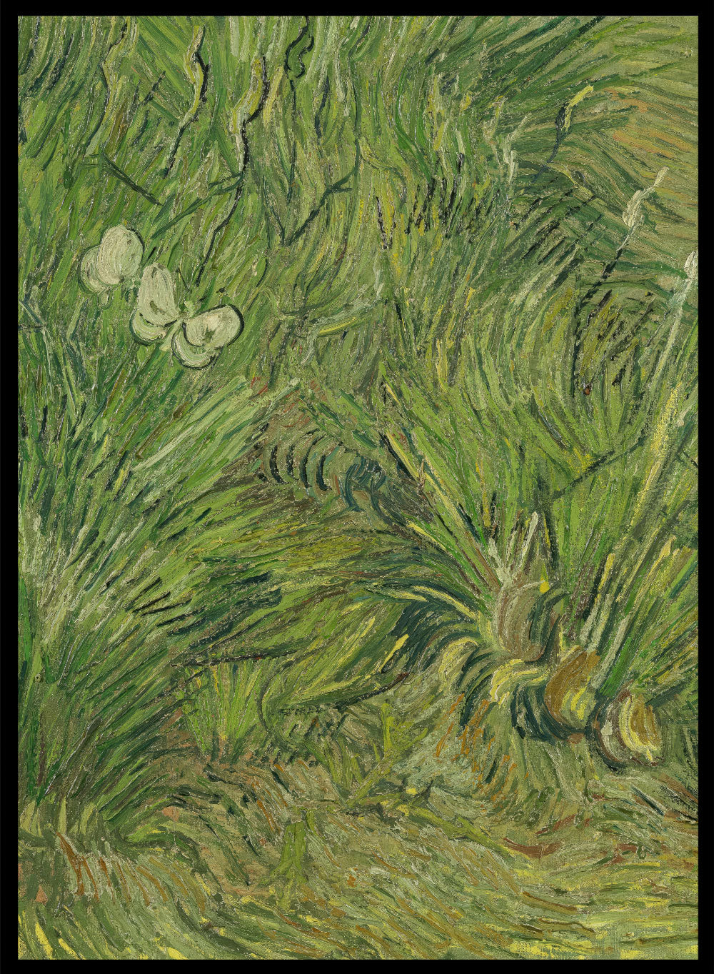 Vincent Van Gogh Garden with Butterflies Vintage Painting Poster Wall Art Print | Colorful Nature Green Plants Antique Retro Landscape