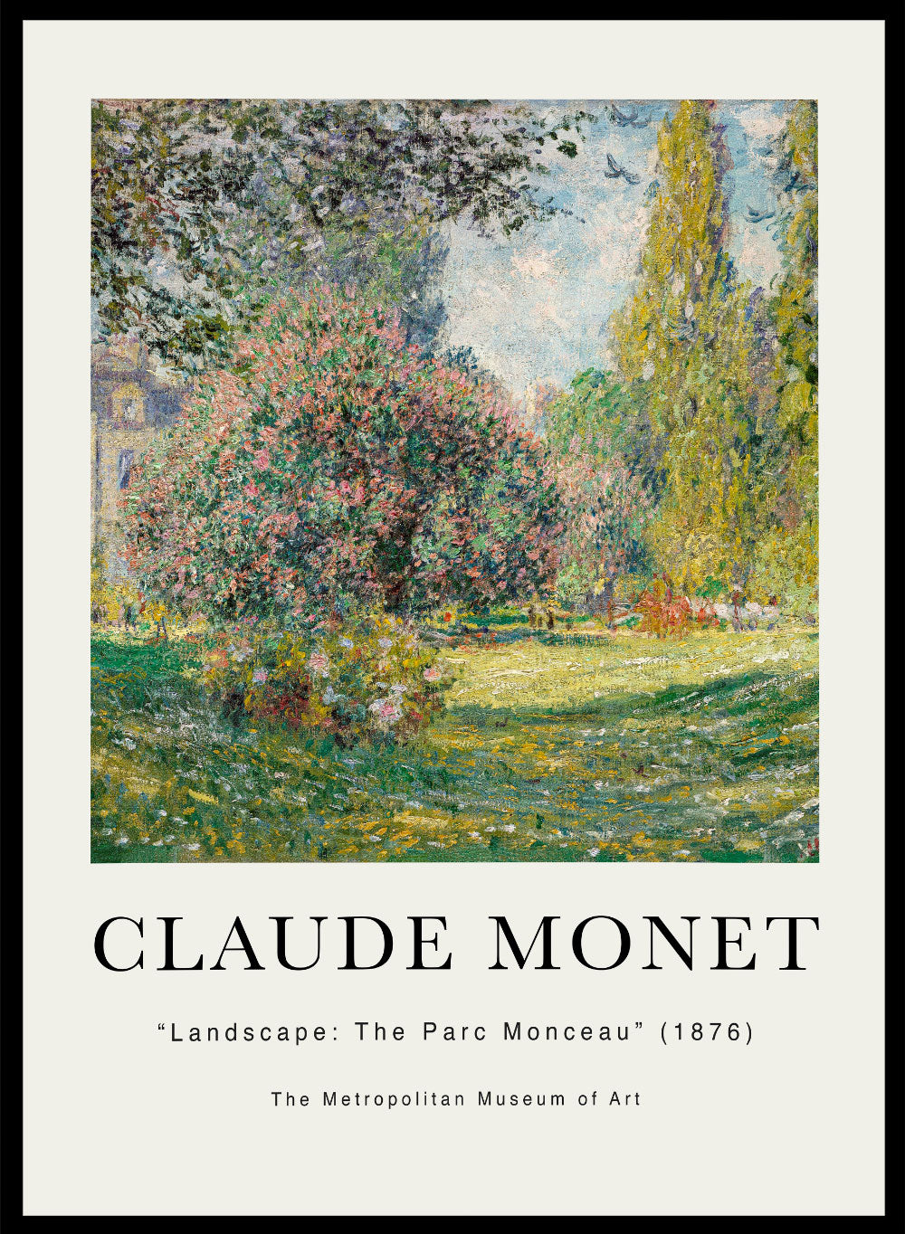 Monet Landscape The Parc Monceau 1876 Vintage Exhibition Poster Wall Art Print| Claude Monet Print, Famous Monet Landscape Painting