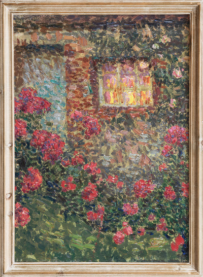 Vintage Rose Flower Cottage Wall Art Print | Antique Floral Country Garden Poster, Rustic French House, Pink Botanical Flower Decor, Henri Le Sidaner - Buitenhuis tussen rozen 
