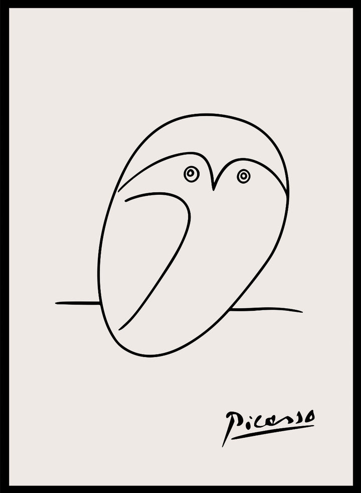Pablo Picasso Owl Sketch Line Art Print_Sugar & Canvas