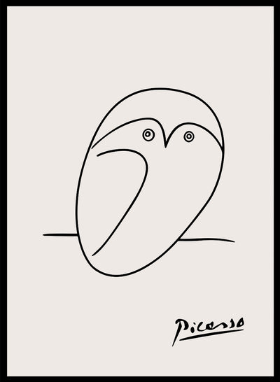 Pablo Picasso Owl Sketch Line Drawing Art Print | Esquisse, La Chouette, Museum Exhibition Vintage Poster, Picasso Animal Lithograph